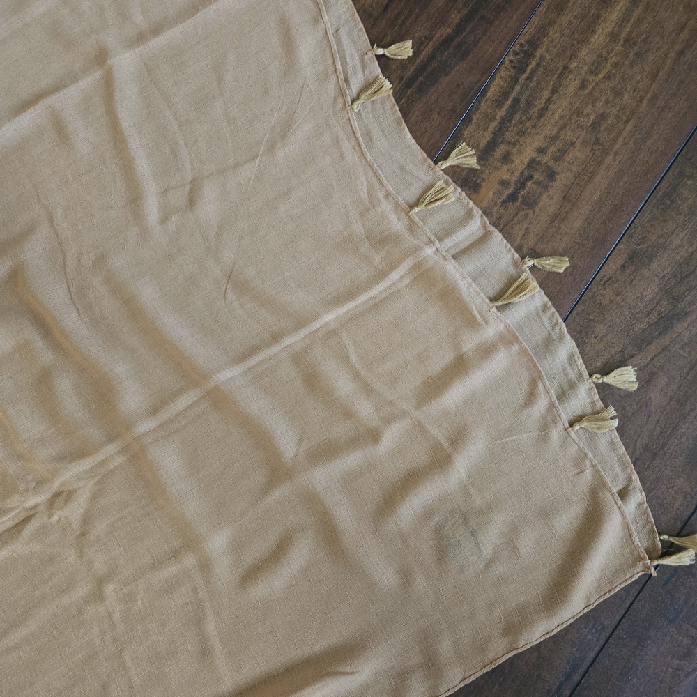 Women's Light Brown Cotton Blend Tassel Long Soft Wrap Shawl Scarf Dupatta - Picture 2 of 4